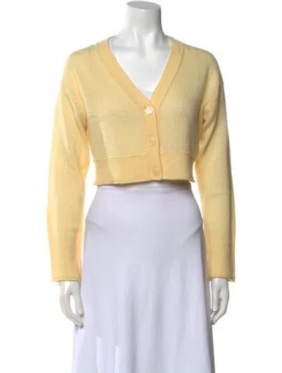 Pre-owned Loveshackfancy Wool V-neck Sweater In Yellow