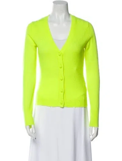 Pre-owned Loveshackfancy Wool V-neck Sweater In Yellow