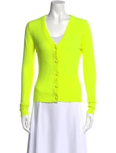 Pre-owned Loveshackfancy Wool V-neck Sweater In Yellow