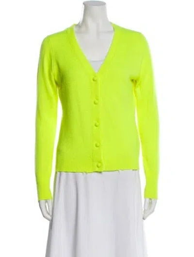 Pre-owned Loveshackfancy Wool V-neck Sweater In Yellow