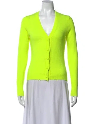 Pre-owned Loveshackfancy Wool V-neck Sweater In Yellow