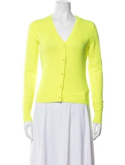 Pre-owned Loveshackfancy Wool V-neck Sweater In Yellow