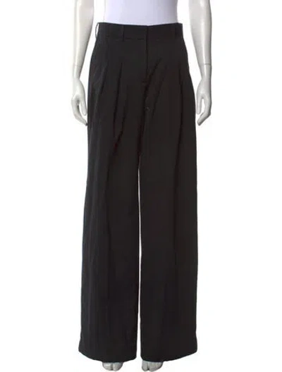 Pre-owned Loveshackfancy Wool Wide Leg Pants In Black