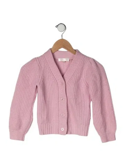 Pre-owned Loveshackfancy Kids' Wool-cashmere Blend Cardigan In Pink
