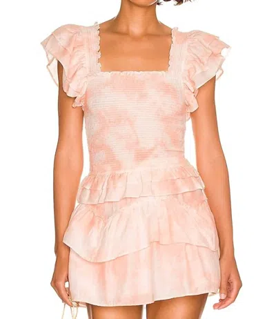 Loveshackfancy Wrennly Top In Peach Twist Hand Dye In Pink