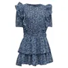 Loveshackfancy X Liberty London Natasha Floral Dress In Blue Cotton In Blue