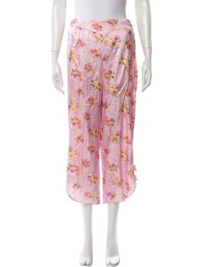 Pre-owned Loveshackfancy X Morgan Lane Floral Print Bow Accents Pajamas In Pink