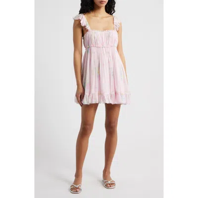 Loveshackfancy Zanira Babydoll Minidress In Pink