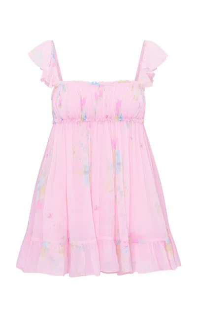 Loveshackfancy Zanira Ruched Mini Dress In Pink