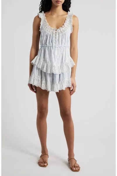 Loveshackfancy Zayan Floral Dress In Sky Bonnet Blue In White