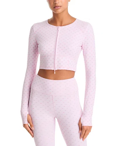Loveshackfancy Zenelle Bow Print Zip Front Jacket In Pink