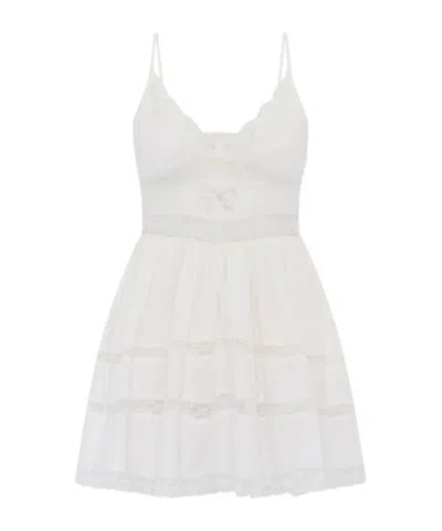 Loveshackfancy Zima Cotton Lace Bow Mini Dress