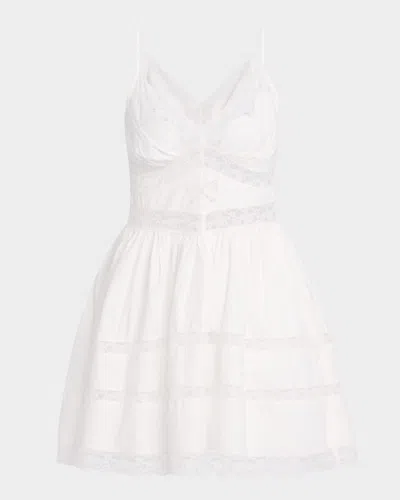 Loveshackfancy Zima Lace Trim Mini Dress In Optic White