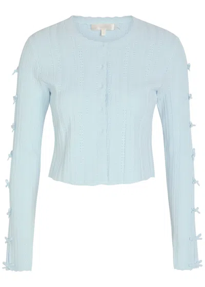 Loveshackfancy Zoriah Ribbed Cardigan In Blue