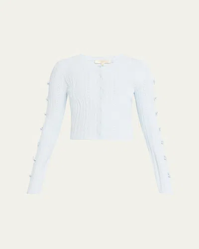 Loveshackfancy Zoriah Rib Pointelle Knit Cardigan In Blue