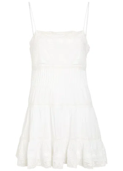Loveshackfancy Zuri Embroidered Cotton Mini Dress In Gray