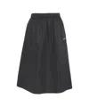 Loveshild 1979 Flared A-line Midi Skirt In Shimmering Taffeta In Black