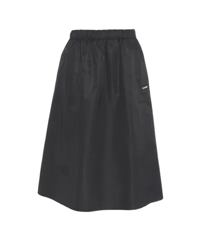 Loveshild 1979 Flared A-line Midi Skirt In Shimmering Taffeta In Black