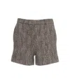 Loveshild 1979 High-waisted Woven Herringbone 'kimi' Shorts In Gray