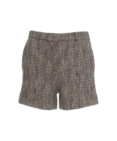 Loveshild 1979 High-waisted Woven Herringbone 'kimi' Shorts In Gray