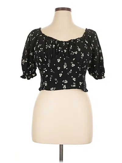 Pre-owned Lovesick Short Sleeve Blouse In Black
