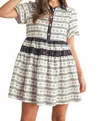Lovesoft Boho Floral Striped Dress In White/black In Multi