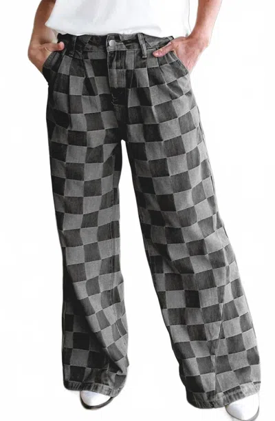 Lovesoft Charlie Checkered Pants In Black Denim In Multi