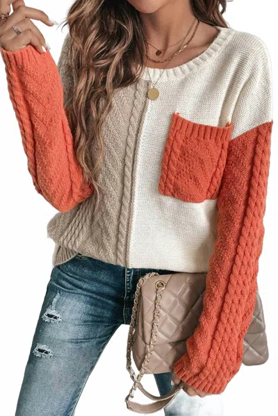 Lovesoft Colorblock Patched Pocket Sweater In Multi
