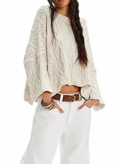 Lovesoft Cropped Cable Knit Sweater In Apricot In White