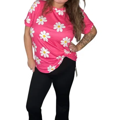 Lovesoft Daisy Printed Crewneck T Shirt In Pink