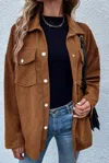Lovesoft Flap Pocket Shacket In Brown In Brown