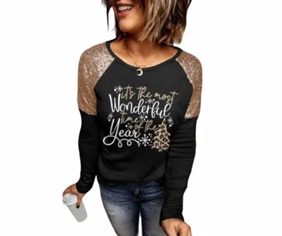 Lovesoft It's A Wonderful Time Of The Year Top In Black