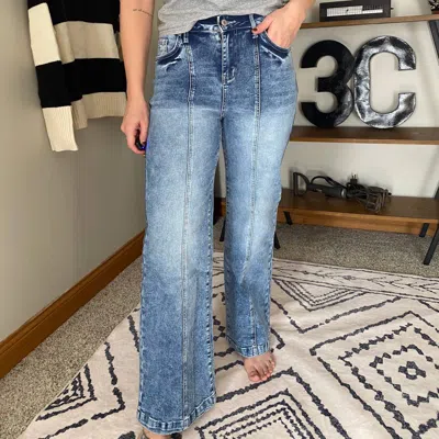 Lovesoft Leah Wide Leg Jean In Medium Wash