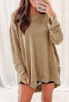 Lovesoft Long Sleeve Waffle Knit Sweater In Khaki In Green