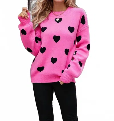 Lovesoft Love Long Sleeve Sweater In Rose Red In Pink