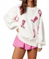 Lovesoft Sequin Boots & Horseshoes Sweatshirt In White In White