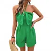 Lovesoft Sleeveless Halter Neck Romper In Green In Green