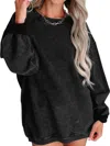 Lovesoft Solid Ribbed Knit Pullover Sweatshirt In Black
