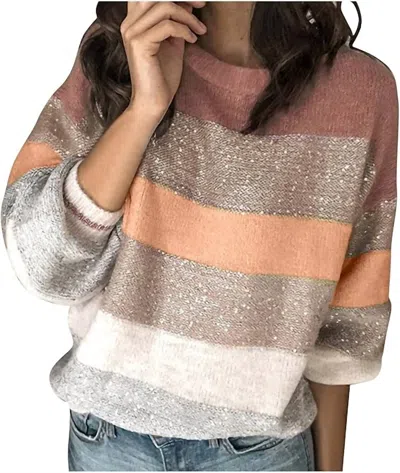 Lovesoft Striped Sweater In Apricot Multi