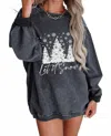 Lovesoft Women's Christmas Tree Corded Sweatshirt In Grey In Gray
