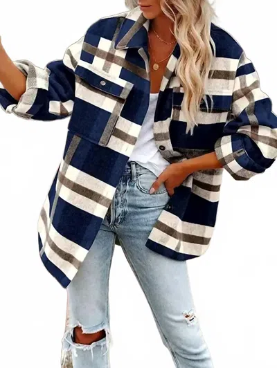 Lovesoft Women's Plaid Button Flannel Shirt In Navy Blue