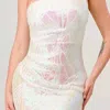 Lovesome Sequin Pleated Asymmetrical Mini Dress In White