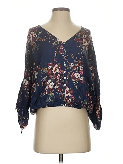 Pre-owned Lovestitch 3/4 Sleeve Blouse In Blue