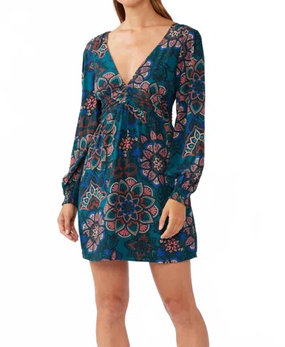 Lovestitch Be Alright Mini Dress In Teal/rust In Green