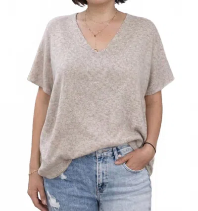 Lovestitch Bianca Dolman V-neck Top In Beige In Gray