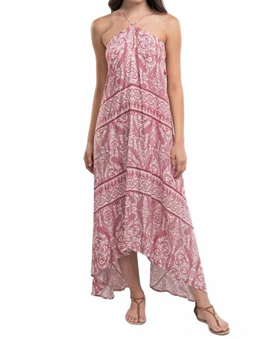 Lovestitch Bluebell Halter Maxi Dress In Red In Pink