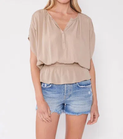 Lovestitch Briar Peplum Waist Top In Taupe In Brown