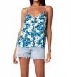 Lovestitch Brooke Button Front Camisole In Dusty Teal/blue In Blue