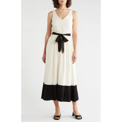 Lovestitch Colorblock Midi Dress In White