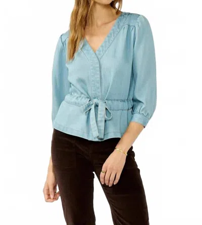 Lovestitch Cora Tencel Peplum Top In Blue
